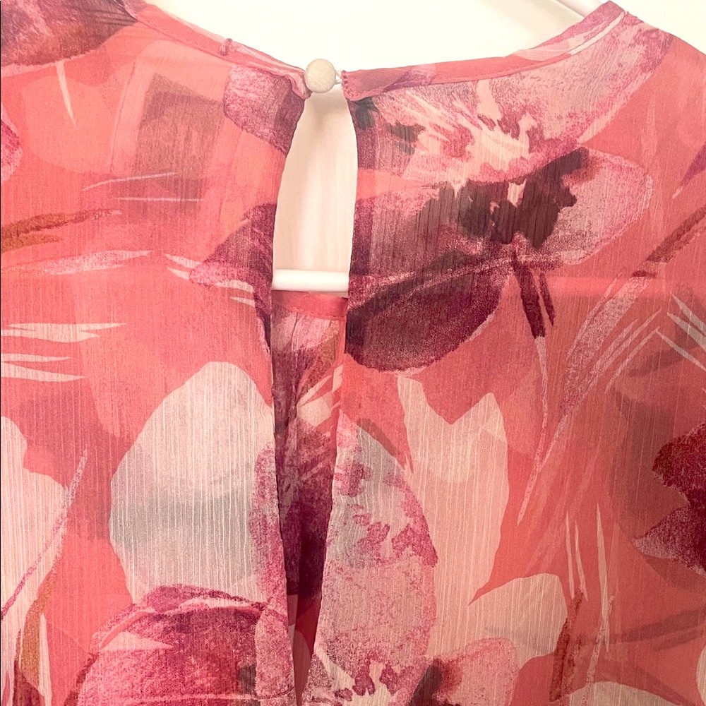 Misa Los Angeles Bridget Ruffled Floral Pink/Burgundy Dress Size Medium NWT - Picture 8 of 8